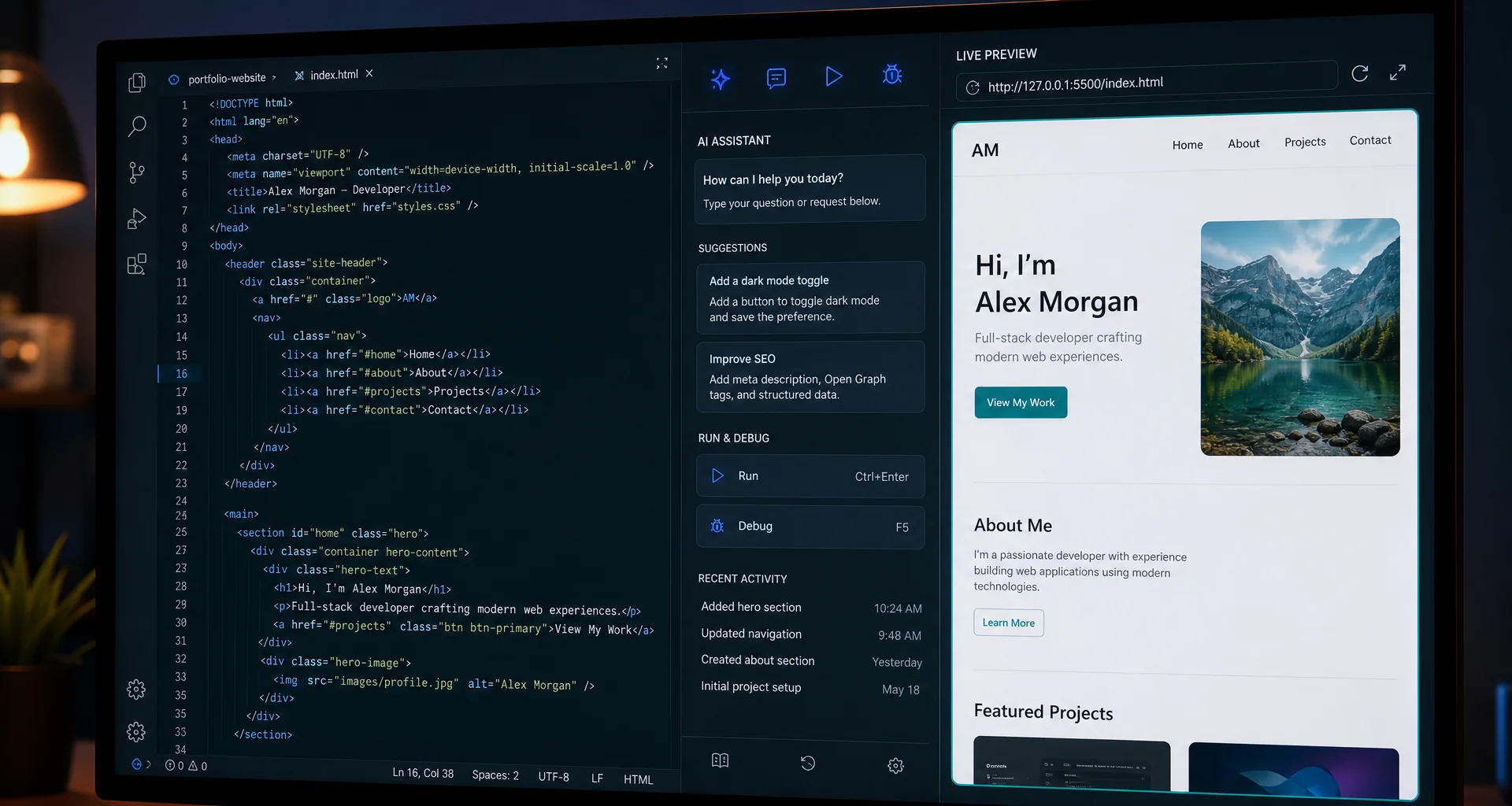Code editor interface showing clean component architecture